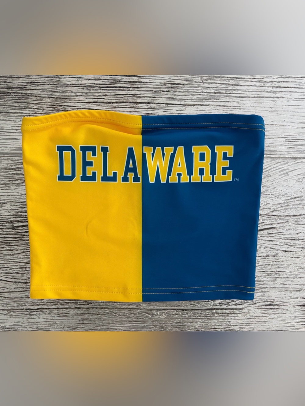 Delaware Blue and Yellow Collegiate Top